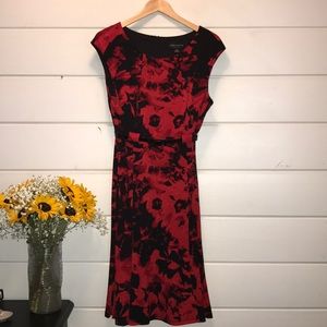 Connected apparel black/red floral dress